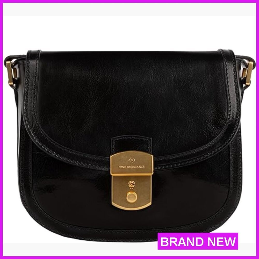 Leather Crossbody Saddle Bag Minimalist Chic Adjustable Strap Magnetic Closure